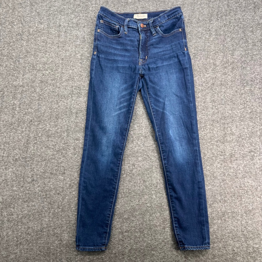 Madewell 9 Inch Mid Rise Skinny Crop Casual Fall Jeans Dark Indigo Wash Size 27